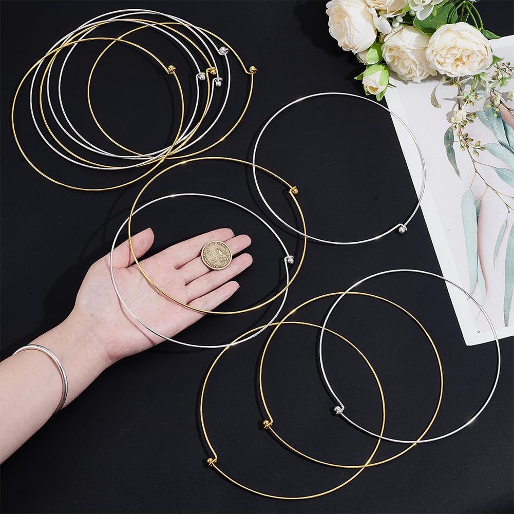 UNICRAFTALE 12 pezzi in 2 colori, 14,5 cm, filo per donna, collana girocollo in platino, collana aperta in metallo, semplice choker, per la creazione di gioielli fai da te