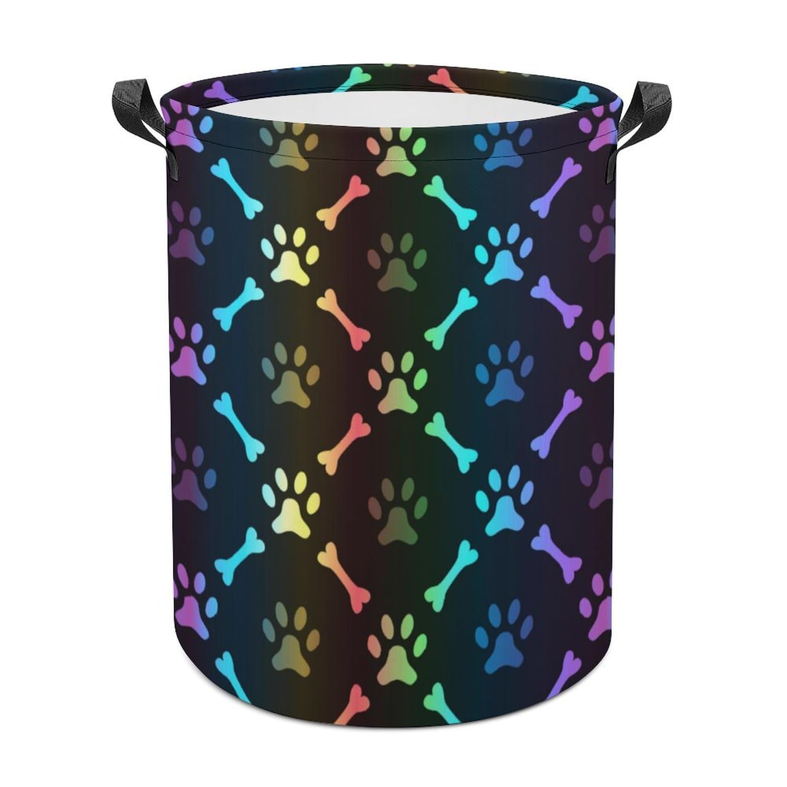 Wlntrophic Laundry Hamper, Colorful Bones And Paw Laundry Basket, Washing Basket with Handle