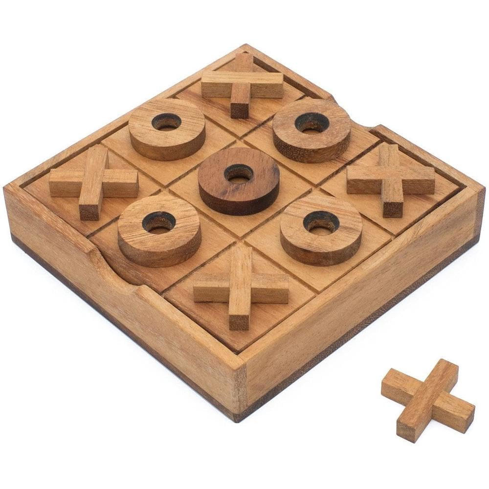 Wooden Tic Tac Toe XOXO: Noughts & Crosses (Xs & Os) Wood Coffee Tables Family Games to Play and a Classic Game Home Decor for Living Traditional Wood Game for Adults