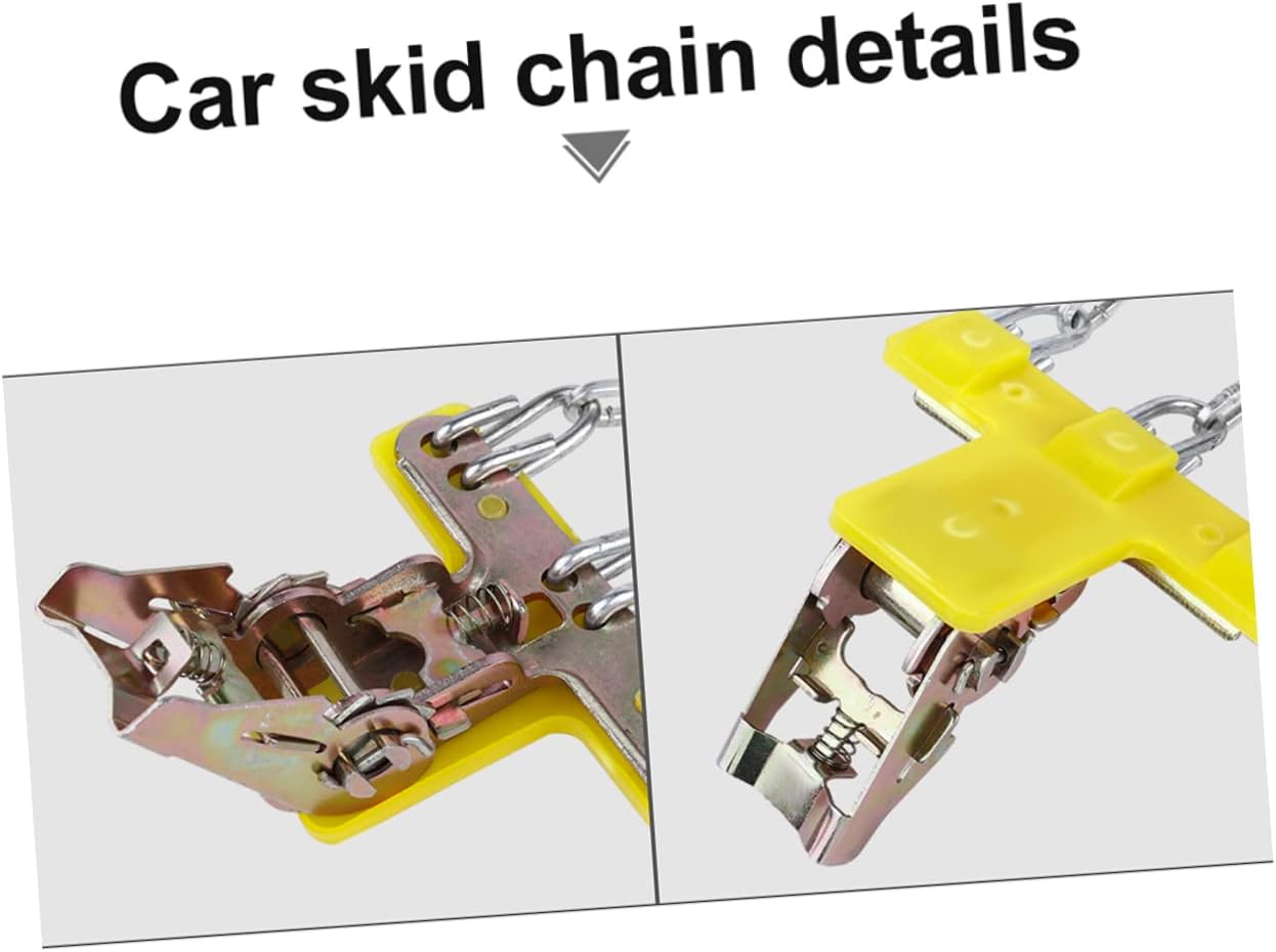 OUNONA 2pcs Tire Traction Chains Skid Snow Car Tire Chains Ice Studs for Safety