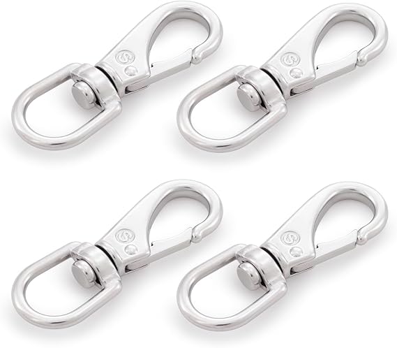 SHONAN 3.5 Inch Stainless Steel Flag Clips for Flagpole Rope- 4 Pack Diving Clips Flag Pole Clips, Swivel Snap Hooks for Dog leashes, Keychains, Boat Ropes, Bird Feeders