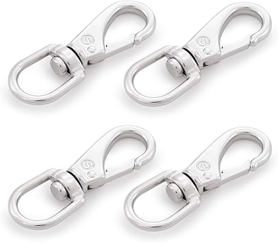 SHONAN 3.5 Inch Stainless Steel Flag Clips for Flagpole Rope- 4 Pack Diving Clips Flag Pole Clips, Swivel Snap Hooks for Dog leashes, Keychains, Boat Ropes, Bird Feeders