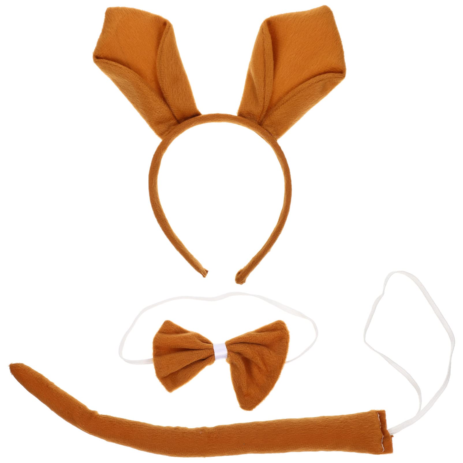 Beaupretty 1 Set Kangaroo Costume Set Kangaroo Headband Bowtie Tail Halloween Hairbands Plush Hair Hoop Ears Headbands Cosplay Party Hair Accessory for Festivals Party Holidays