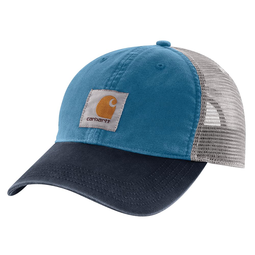 Carhartt Men's Buffalo Sandstone Meshback Cap, Dark Tranquil Blue/Navy, One size