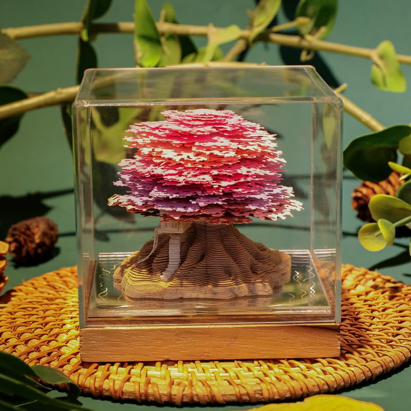 Kalendarz artystyczny 3D, podkładka na notatki, urocze karteczki samoprzylepne, drzewo sakury, ze światłem, kreatywne drzewo sakura, odrywanie, papierowa, do samodzielnego wykonania, do domu, biura