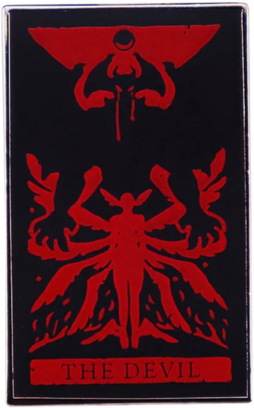 The Devil Tarot Card Fortune Telling Fate Satan Satanic Demon Baphomet Occult Goth 666 1.2" Enamel Pin