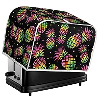 Poceacles Daisy Bees Designs Black Toaster Cover For Kitchen Office, 4 Slice Toaster Cover Appliance Cover Toaster Dust & Fingerprint Protection Machine Washable, M