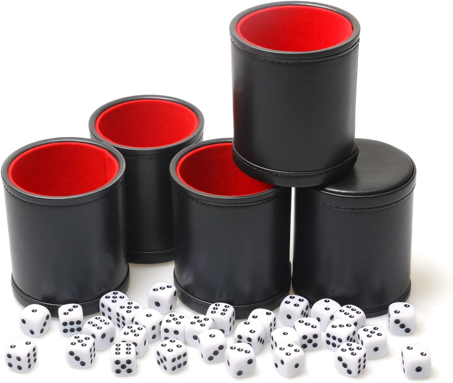 RERIVER 5 Pack PU Leather Dice Cup Set with 6 Dot Dices