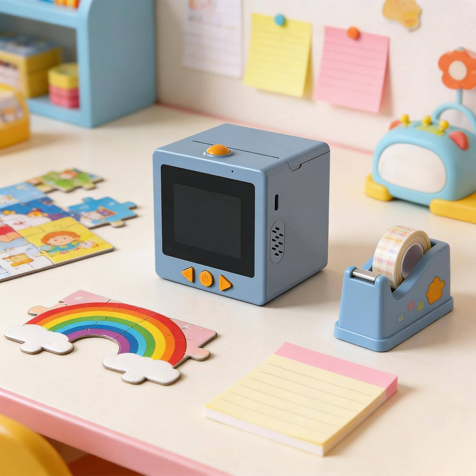 Stampante adesiva - Scatola di stampa portatile senza inchiostro con | attivazione vocale AI, stampante per etichette con schermo di visualizzazione per casa, lavoro, scuola, dispositivo di stampa