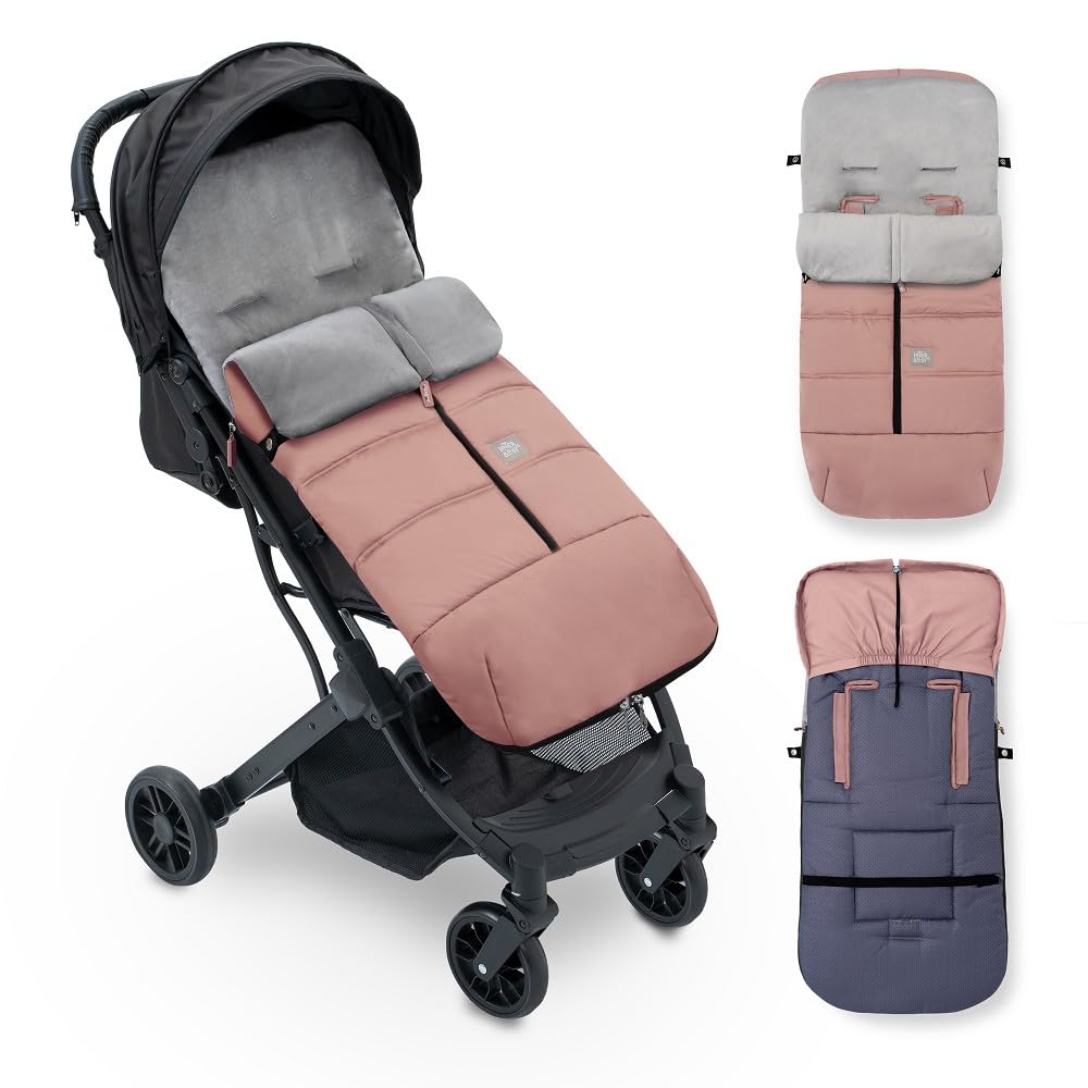 Sacco Passeggino Invernale Universale Interbaby | Copri Passeggino Universale Morbida | Sacco Termico per Ovetto Rimovibile, Doppia Apertura, Facile da Lavare, Materiali Anallergici, Rosa