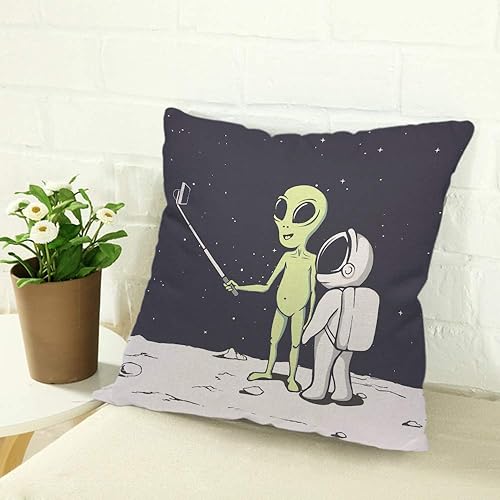 Miniatura 2 de Fundas de almohada de lino y algodón con dibujos animados espaciales, fundas de almohada para sofá, cama, decoración del hogar, 18 x 18 pulgadas