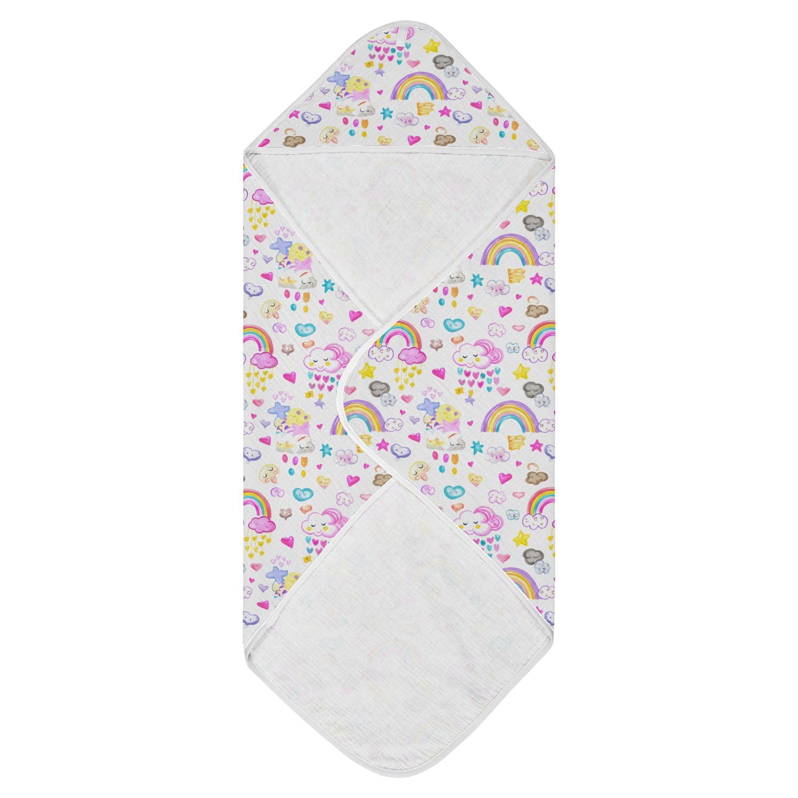 Msyxl Rainbow Whimsy Hooded Towel - Ultra Soft & Absorbent Muslin Cotton Bath Towel for Babies, Toddlers, Newborn - Boys & Girls Essential 30