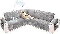 Vista 21 de Fundas de sofá seccional para perros 100% impermeables, funda de sofá en forma de L para esquinas, de terciopelo, lavable, antideslizante