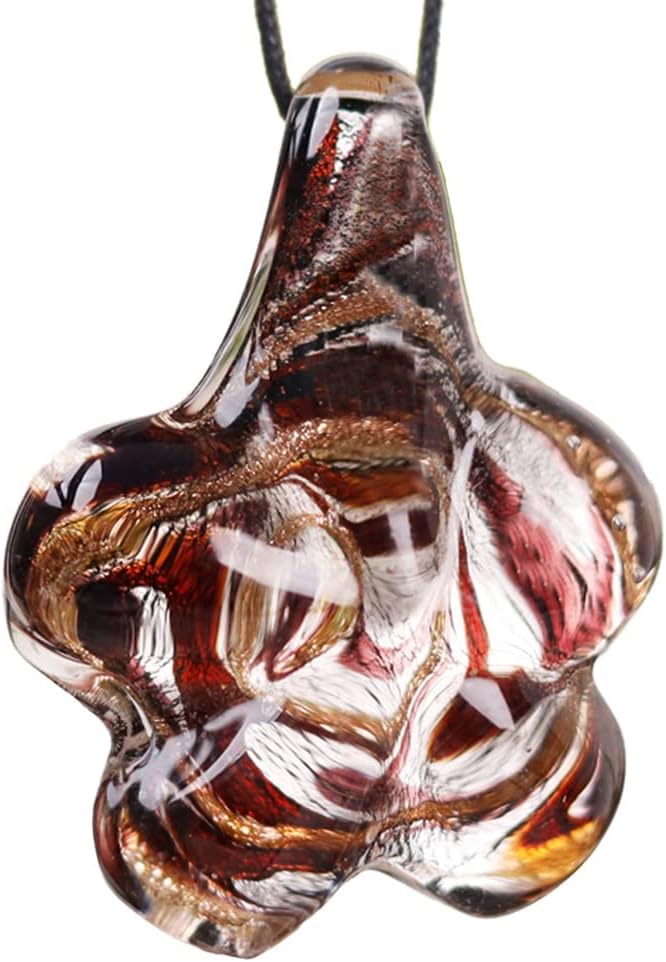 Indian Shelf 6 Pack Glass Pendent | Glass pendant for Jewellery Making | Lampwork Glass Pendant | Pendant for Necklace | Glass pendant | Flower Glass pendant | Golden Lampwork Glass Pendant