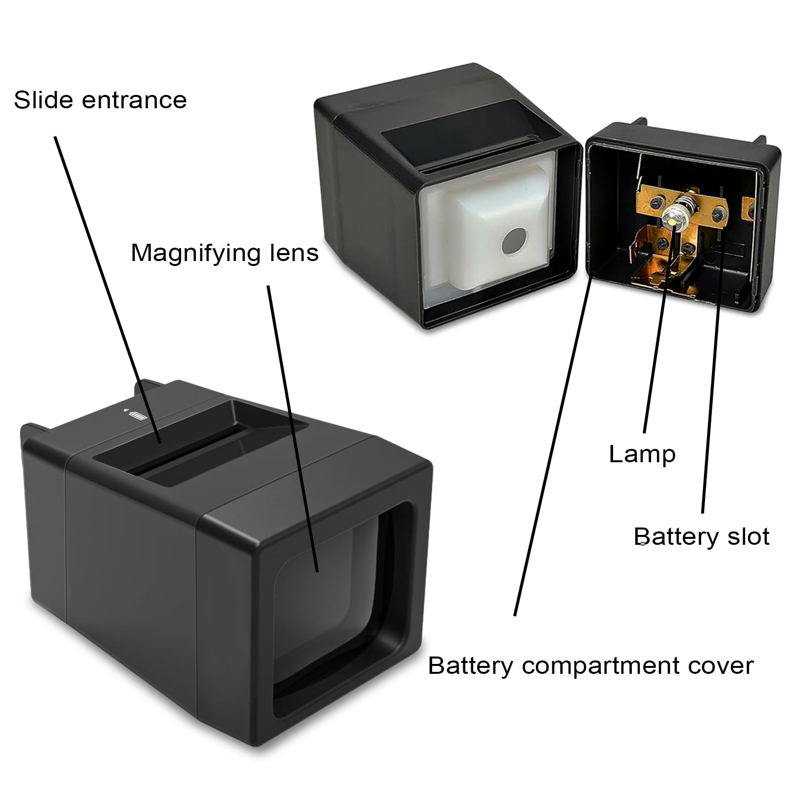 Visor de películas y Diapositivas de 35 mm, Aumento 2X y con luz LED para Diapositivas Antiguas y Negativos de película de 35 mm (2 Pilas AA Incluidas)