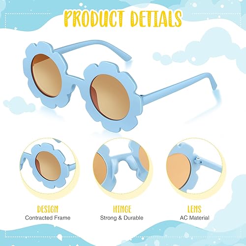 Miniatura 4 de CHENGU Juego de diademas de lentes de sol con flores retro, decoraciones de fiesta hippie (estilo vivo, 20 piezas)