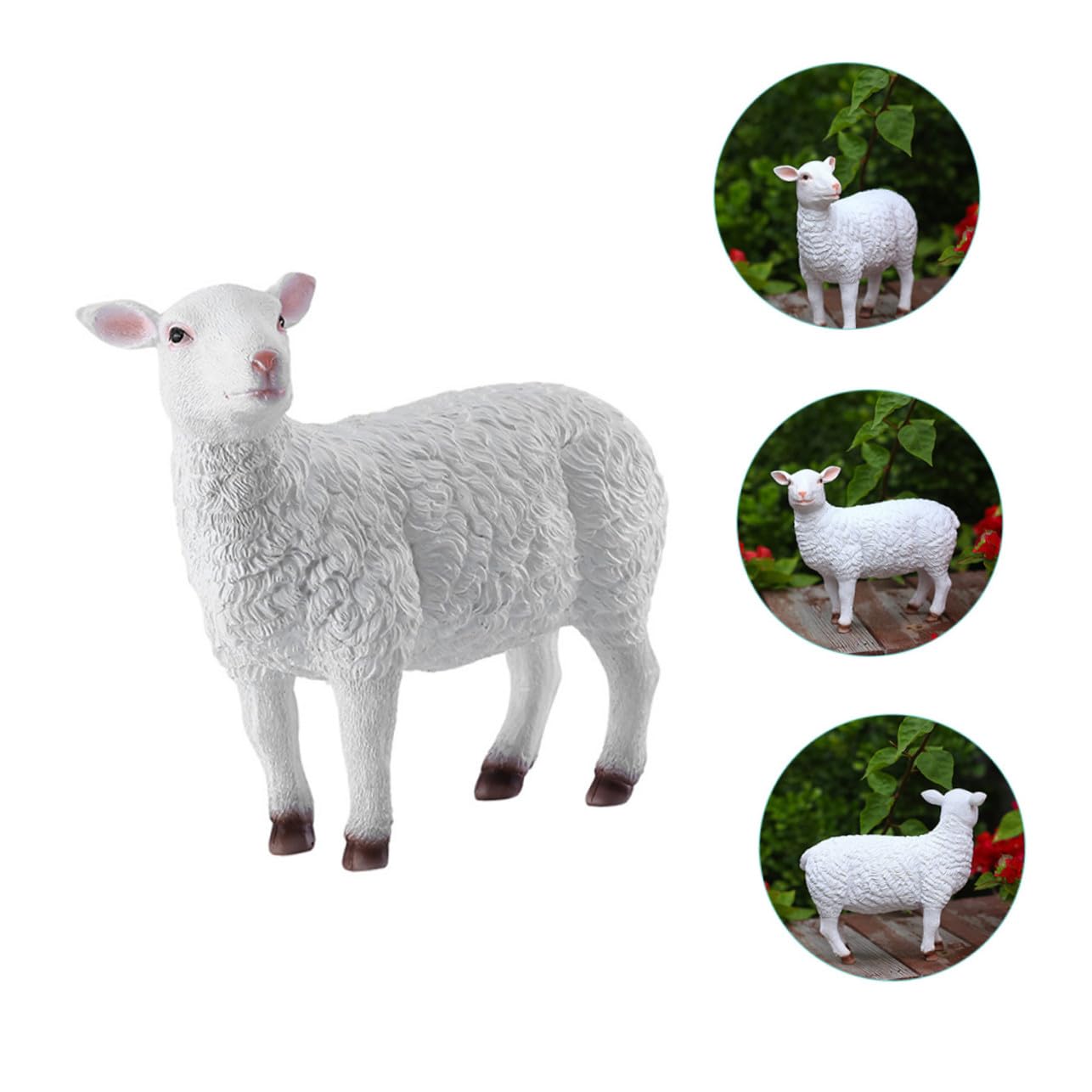 VICASKY Lebensechte Garten Schaf Statue aus Resin Wetterfeste Dekofigur für Draußen und Drinnen Niedliche Lamm Skulptur Leicht und Detailreich für Gartenliebhaber