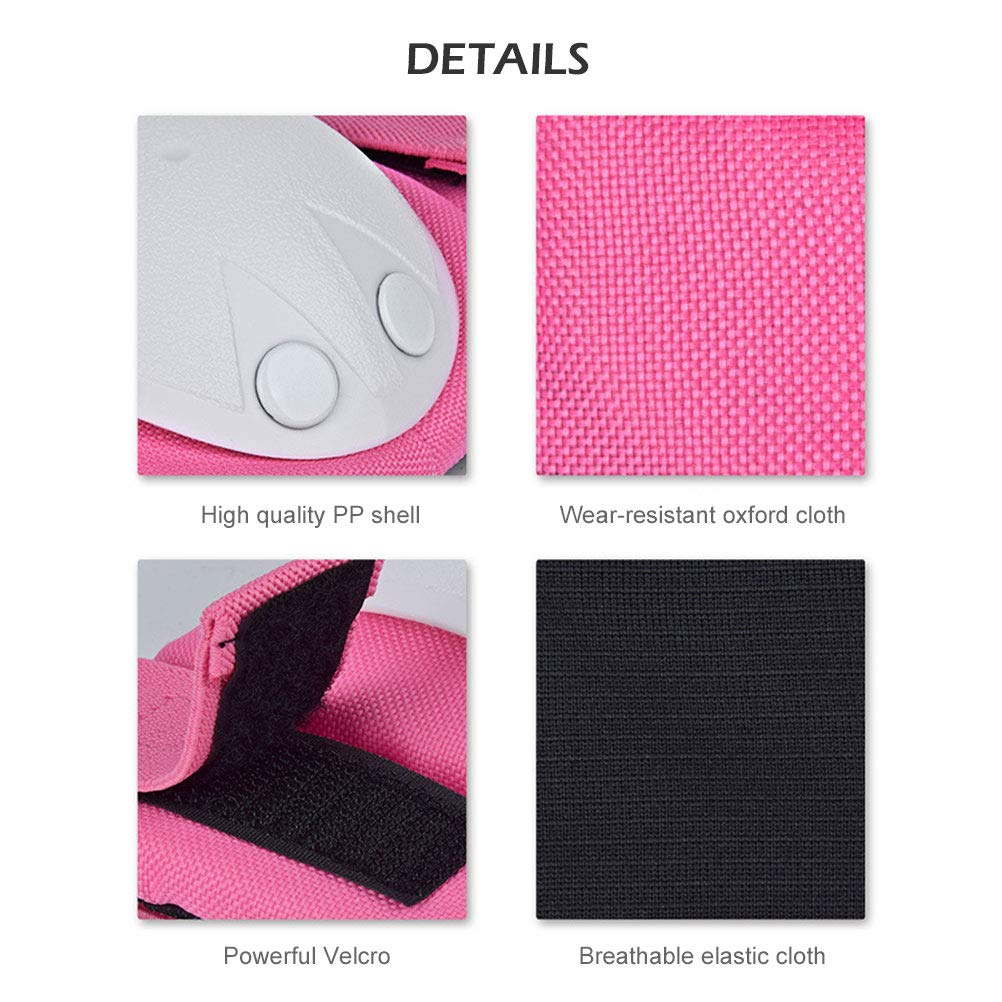 TOPINCN Adults Kids Knee Pads Elbow and Wrist Pads Set with PP Shell Protective Gear for Skateboarding Cycling and Ice Skating (Black #09)