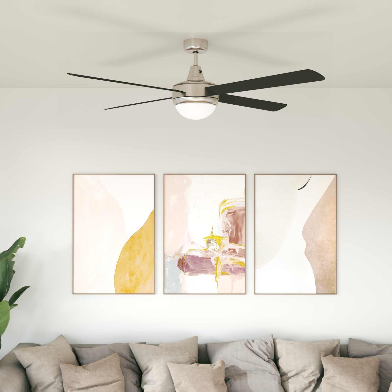 Genérico Ventilador de Techo con Luz y Control Remoto Ø 130 cm Negro,Casa y jardín,Electrodomésticos,Control del Clima,Ventiladores,Ventiladores de Techo,7.265 kg-42035649