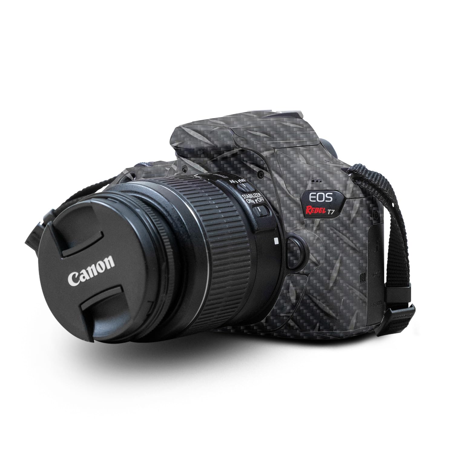 Carbon Fiber Skin Compatible with Canon EOS Rebel T7 Camera - Black Diamond Plate - Premium 3M Vinyl Protective Wrap Decal Cover - Easy to Apply | Crafted in The USA by MightySkins