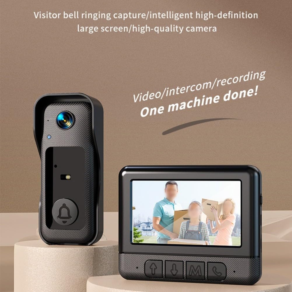 Sonnette Vidéo Fil Écran 4,3 Pouces Interphone Sonnette Vidéo