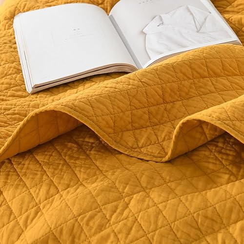 Miniatura 8 de Wistown Juego de ropa de cama de algodón tamaño King, 3 piezas, reversible, ligero, cubrecama para todas las estaciones, patrón geométrico cosido,