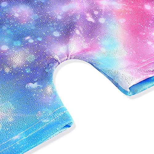 Leotards for Girls Gymnastics Toddler Dance Biketards Mermaid Unicorn Athletic Dance Wear Shiny Rainbow Blue Hotpink