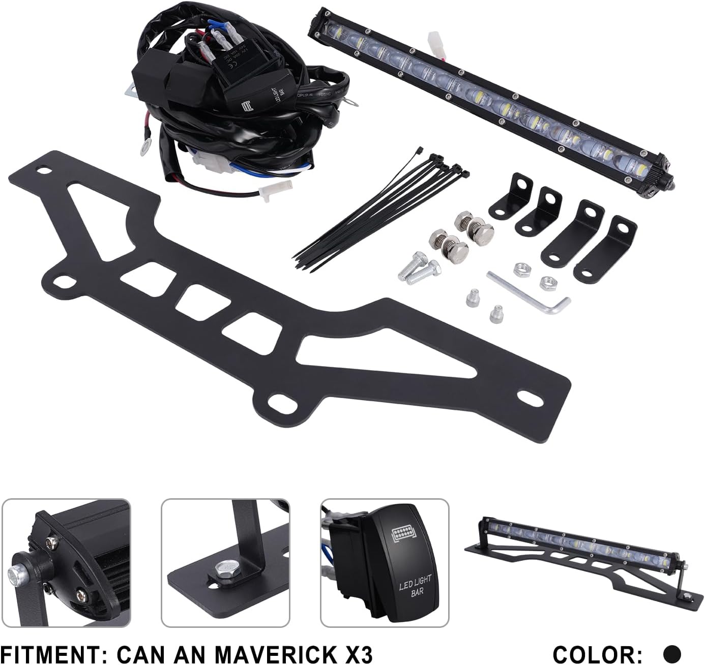 X3 Shock Tower Light Bar for Maverick X3 and X3 Max RS Turbo R UTV - with Mount Bracket and Rocker Switch Wiring Harness|40W 4000LM LED| Heavy Duty|Weatherproof|Ultra Bright|Plug & Play|Strudy Stable