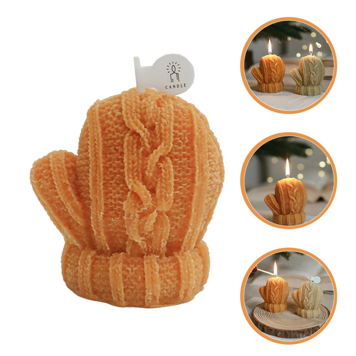PRETYZOOM 5st Duftkerzen Weihnachtsdeko Kreative Kerze Kleine Handschuhkerzen Dekorative Duftkerze Aromatische Kerze Mini-kerze Gestrickte Handschuhkerze Desktop-ornament Orange Paraffin