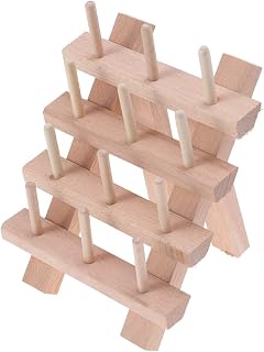 Abaodam 12 Thread Holder Hair braiding Rack Spool Wooden Braid Divider Stand Separator- Spool Folding Beech Reel Bobbin Thread Organizer Frame Rack for Quilting Crafts Sewing Embroidery
