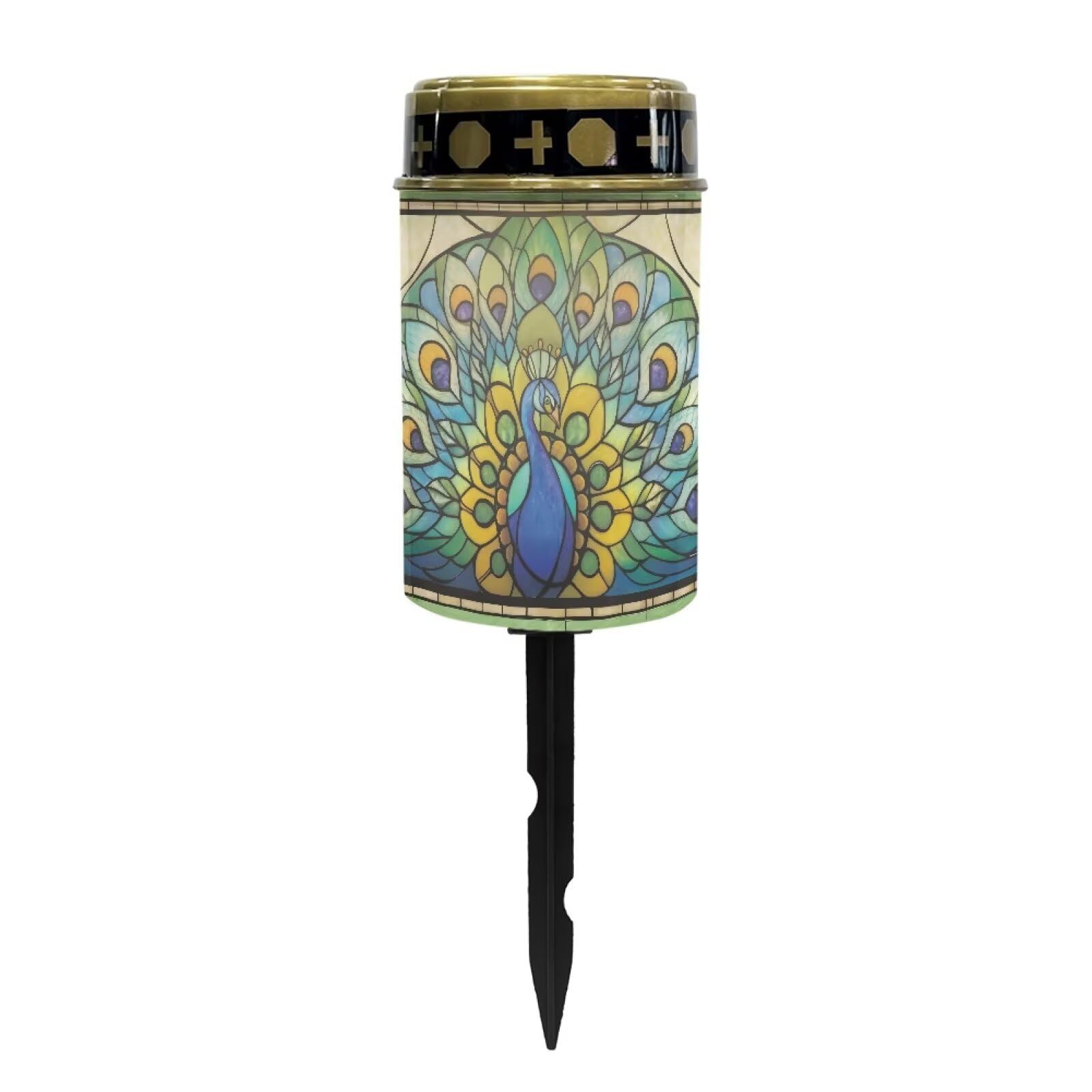 Fuojuvelie Grave Decorations for Cemetery Peacock Cemetery Solar Lights for Grave Waterproof Dusk to Dawn Sensor Grave Lamp Bereavement Gifts