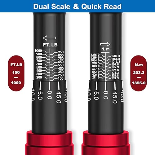 Miniatura 53 de Llave dinamométrica de clic de 3/8 pulgadas, 5-45 pies-libra/6.8-61 Nm, llave dinamométrica ajustable de doble dirección de 72 dientes