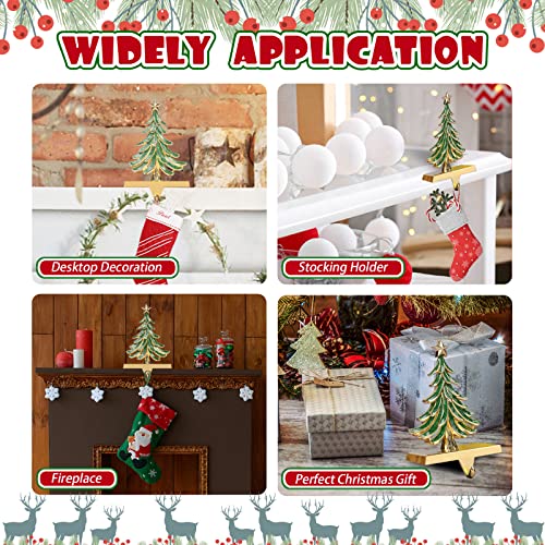 JUSTOTRY Christmas Stocking Holders for Mantle Glitter Green Xmas Tree Gold Stocking Holder for Fireplace Home Decor Holiday Gifts Christmas Decorations Supplies Non-Skid Durable and Sturdy - Thumbnail 6