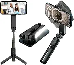 Estabilizador Celular Gimbal Bluetooth 1 Eixo - Luz Led De Preenchimento Dobrável/Tripe 360°