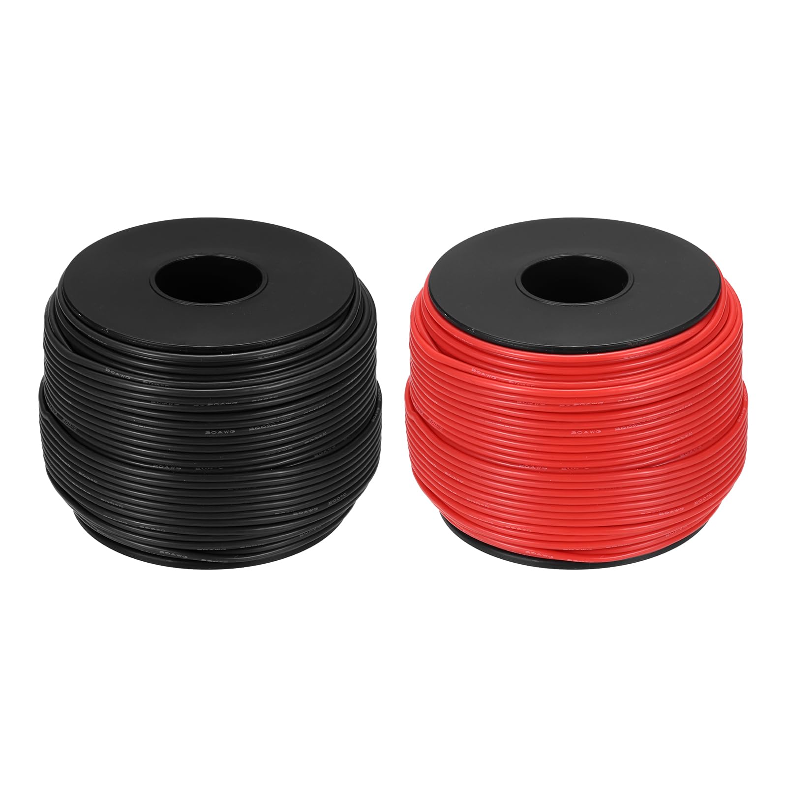 sourcing map 2pcs 20 AWG Silicone Electrical Wire Spool, 20 Gauge 76.2m/250ft Electrical Wires, 600V 200C Tinned Copper Stranded High Temp Battery Wire for Automotive, RV Inverter - Red & Black