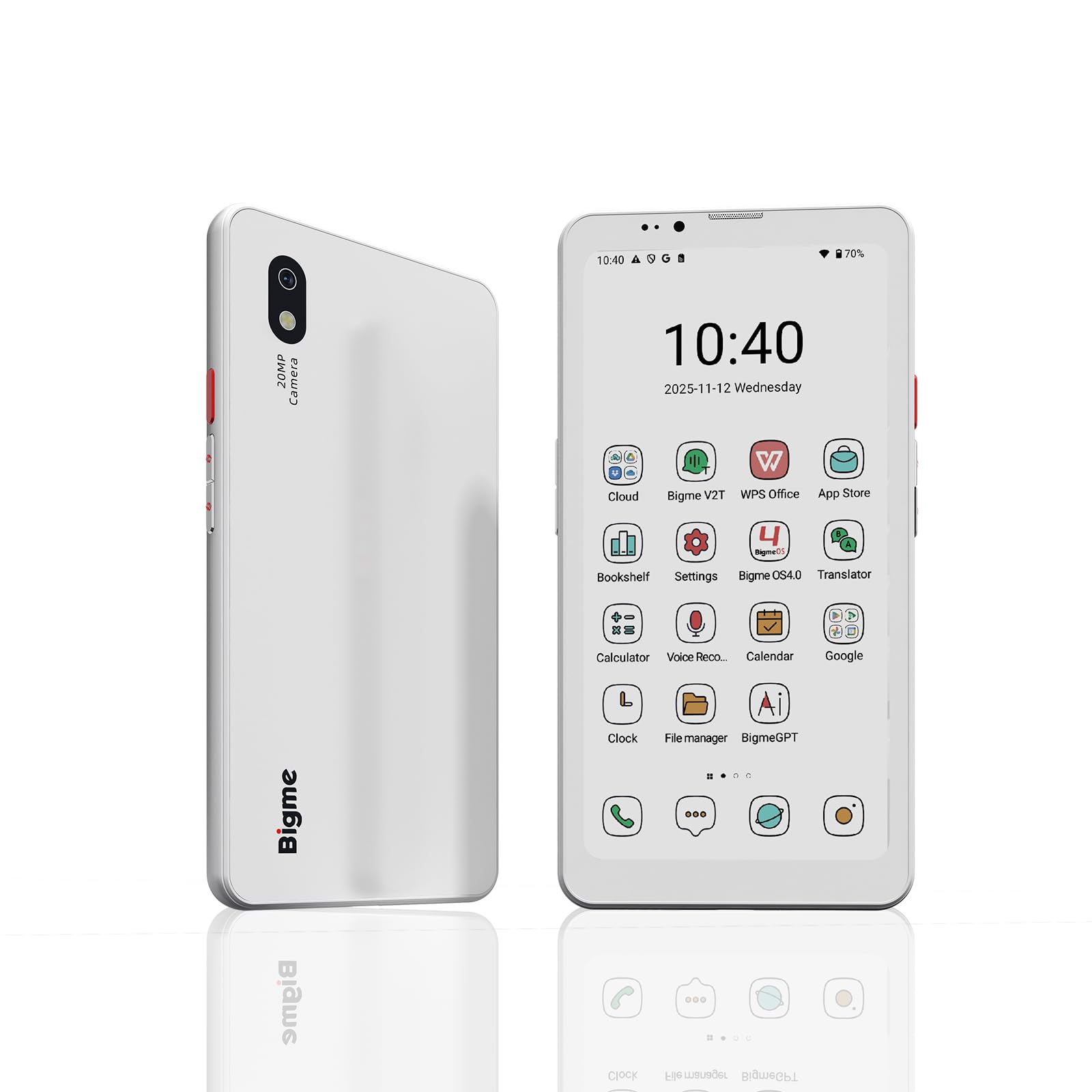 Bigme HiBreak Pro Color Epaper Phone, 8+256 GB 5G Smart Phone, Android 14 OS Ebook Reader, White (White)