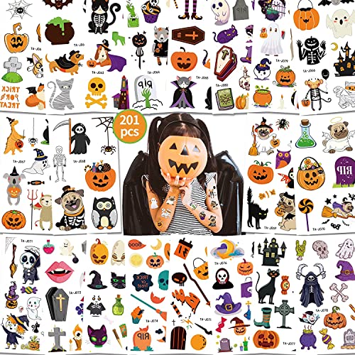 Lot de 20 feuilles de tatouage pour enfants, imperméables pour Halloween, fête d'anniversaire, cadeau de sorcière, crâne, effrayant, carnaval, fête Cover