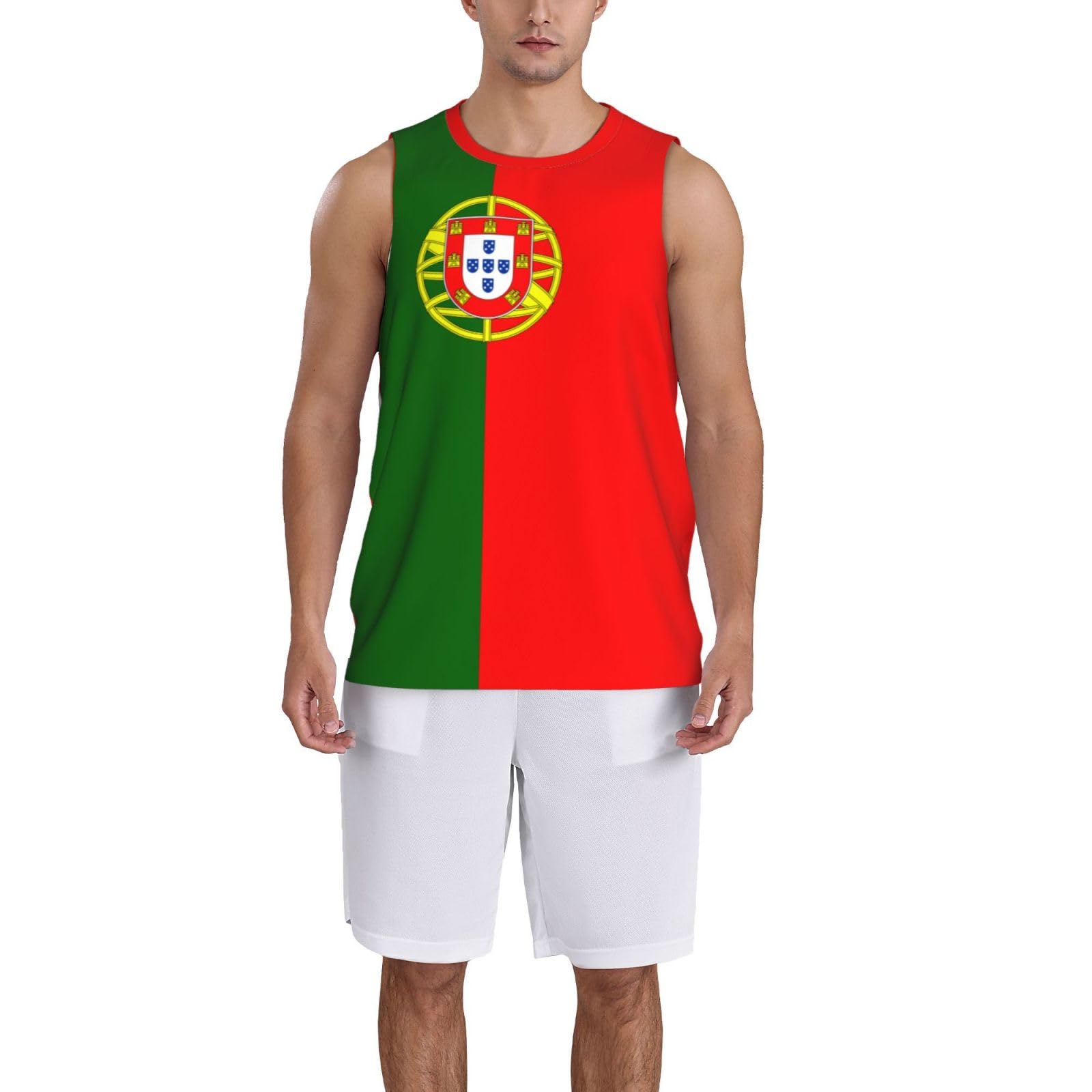 DABOYOZHZH Portugal Flag Basketball Jersey Sports Jerseys for Men Running Fitness Training Sleeveless T Shirt