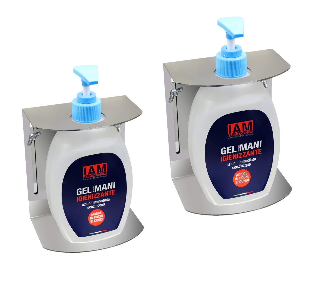 IAM- Due Dispenser gel mani da muro porta gel igienizzante da 500 a 1000 ml a parete per ufficio, scuola, bagno, tutte le attività pubbliche e private (2 Dispenser a Parete)