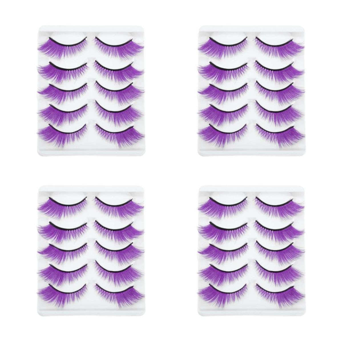 Healvian 20 Paia Ciglia Finte Colorate Porpora in Fibra Artificiale Riutilizzabili Lunghezza Corta Naturale per Uso Quotidiano e Cosplay Trucco Occhi Effetto Naturale