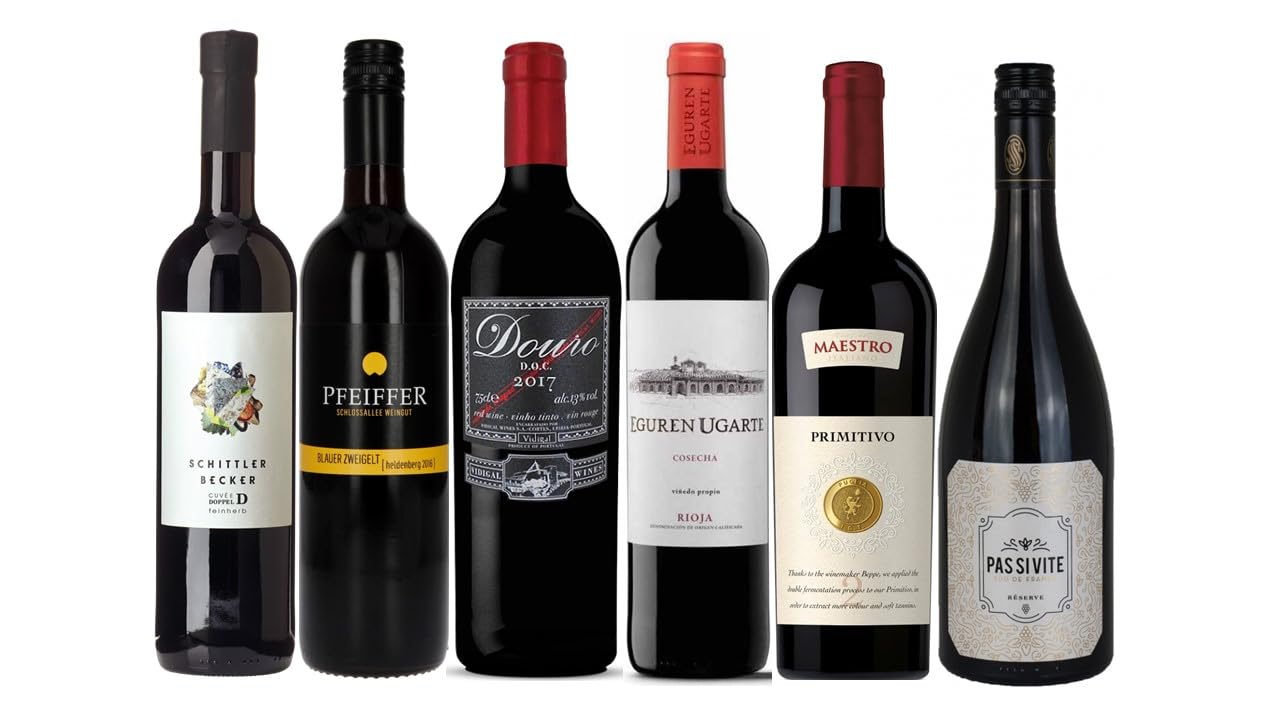 The Wine Guys Probierpaket Europa Rotweinreise, Verschiedene, 6 x 0,75 l | Weinreise durch 6 Länder: Österreich, Portugal, Spanien, Frankreich, Italien, Deutschland