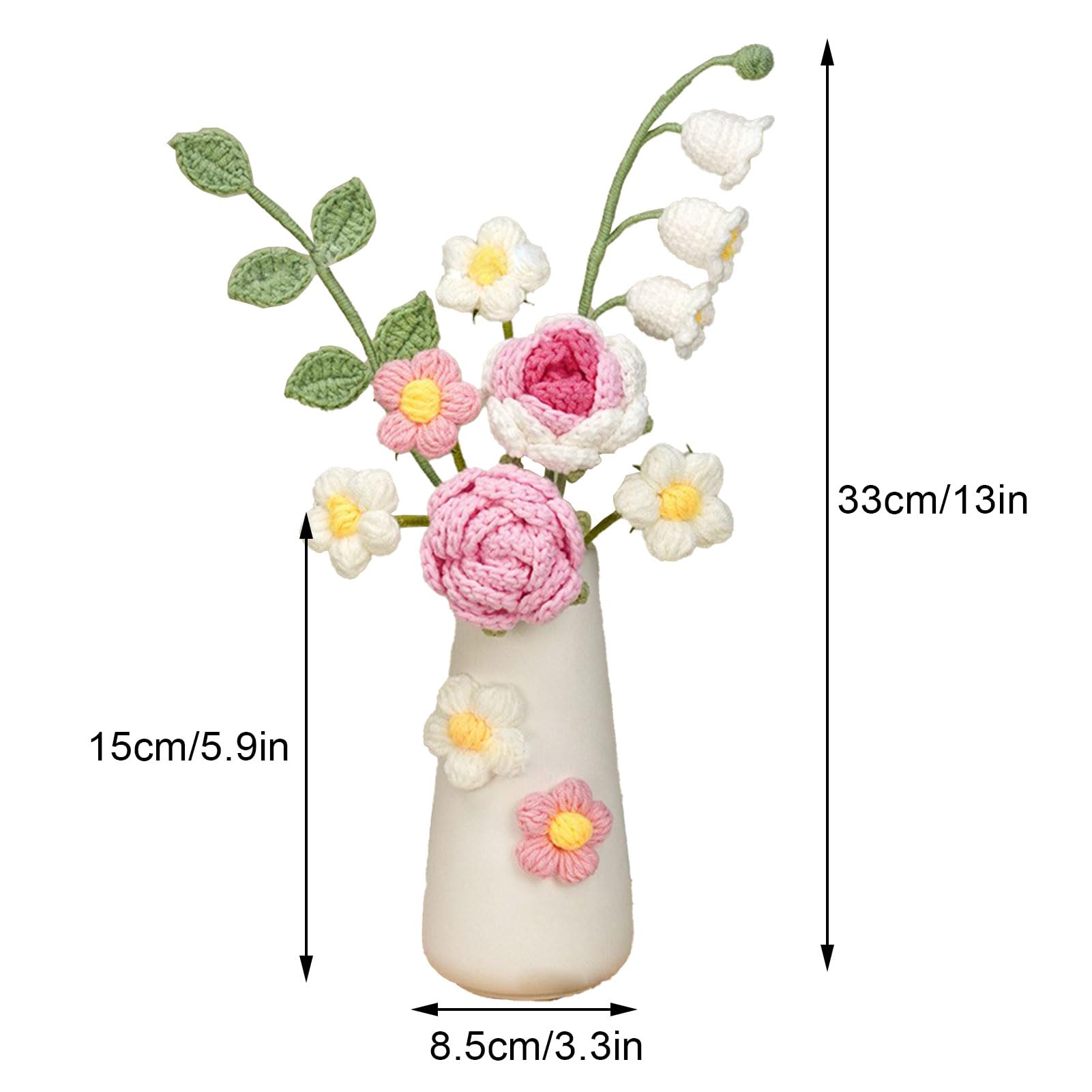 Amazon.com: Wnvivi Handmade Knitted Flowers with Vase,Mini Crochet