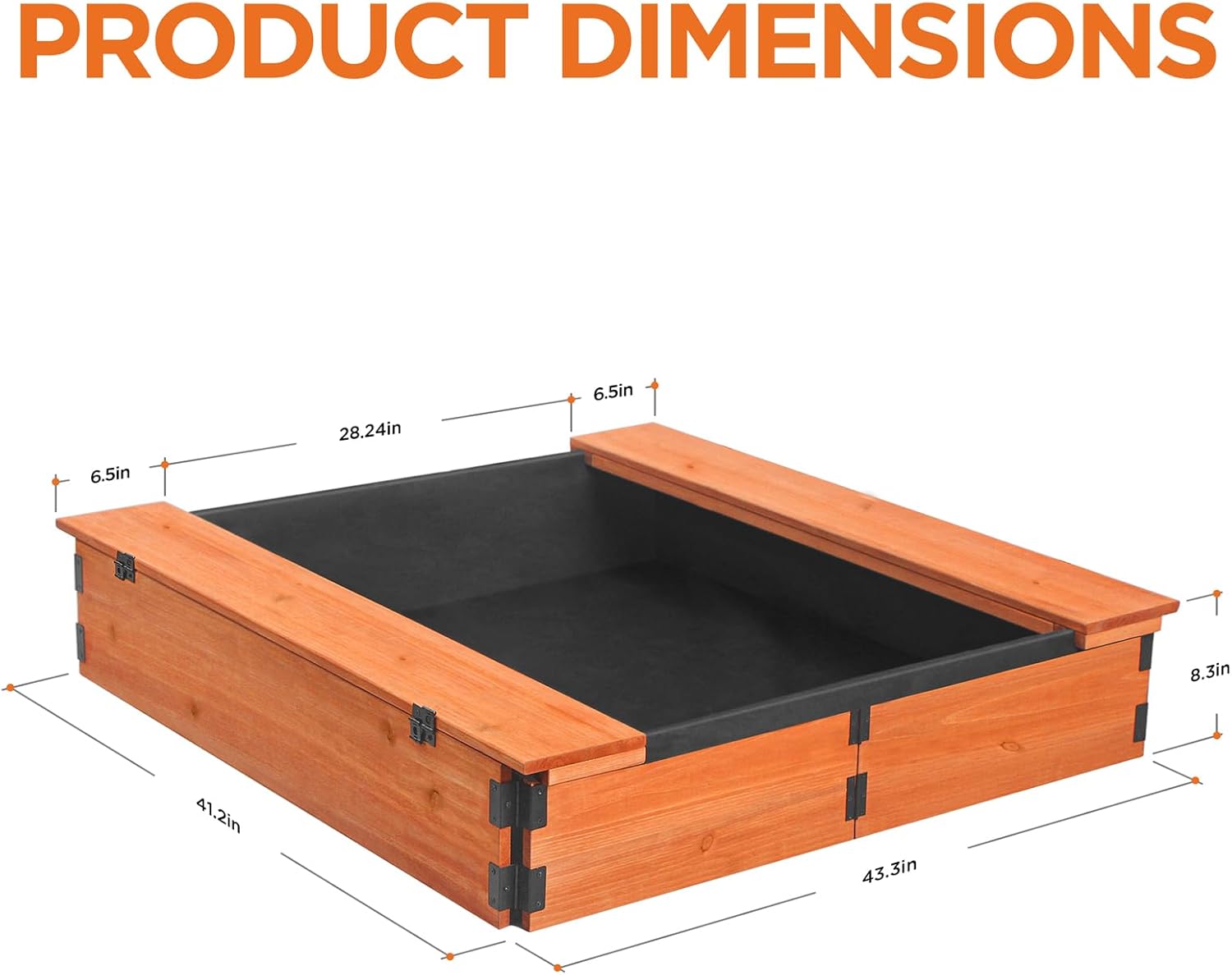 Outdoor Wooden Sandbox, Portable Sandbox, Folding Sand Table - No Assembly Required, Unbox and Use, Includes Scratch-Resistant Base Liner, Children's Outdoor Toy, Suitable for Backyard Gardens