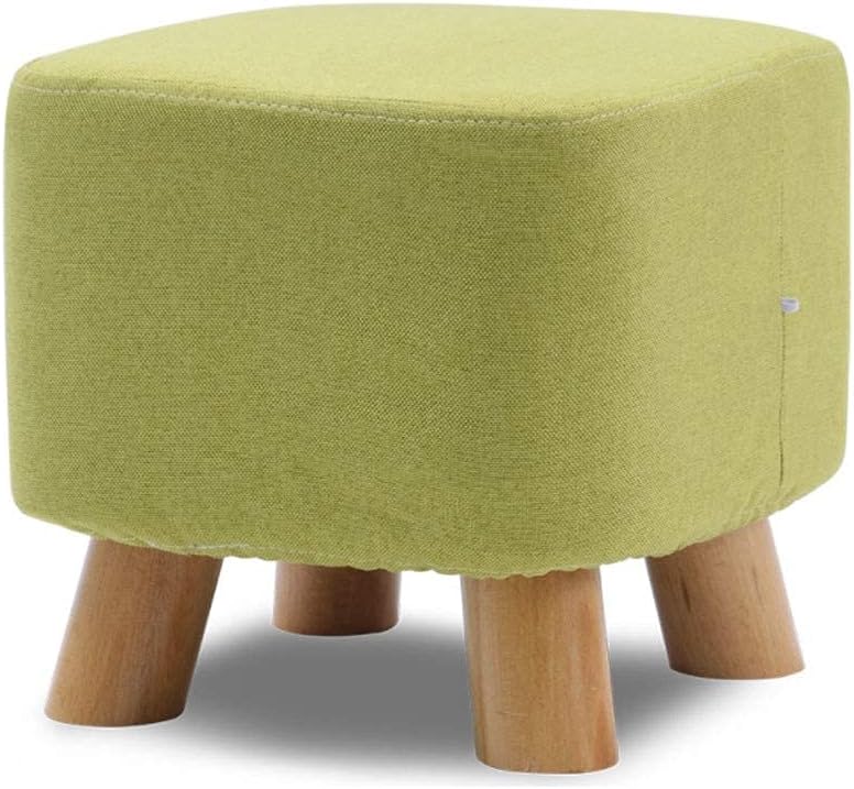 Ottoman Footstool Cotton Linen Square Stool Cover Removable Footrest Slipcover Washable Footstool Protector for Foot Rest Stool Furniture (Color : Green)