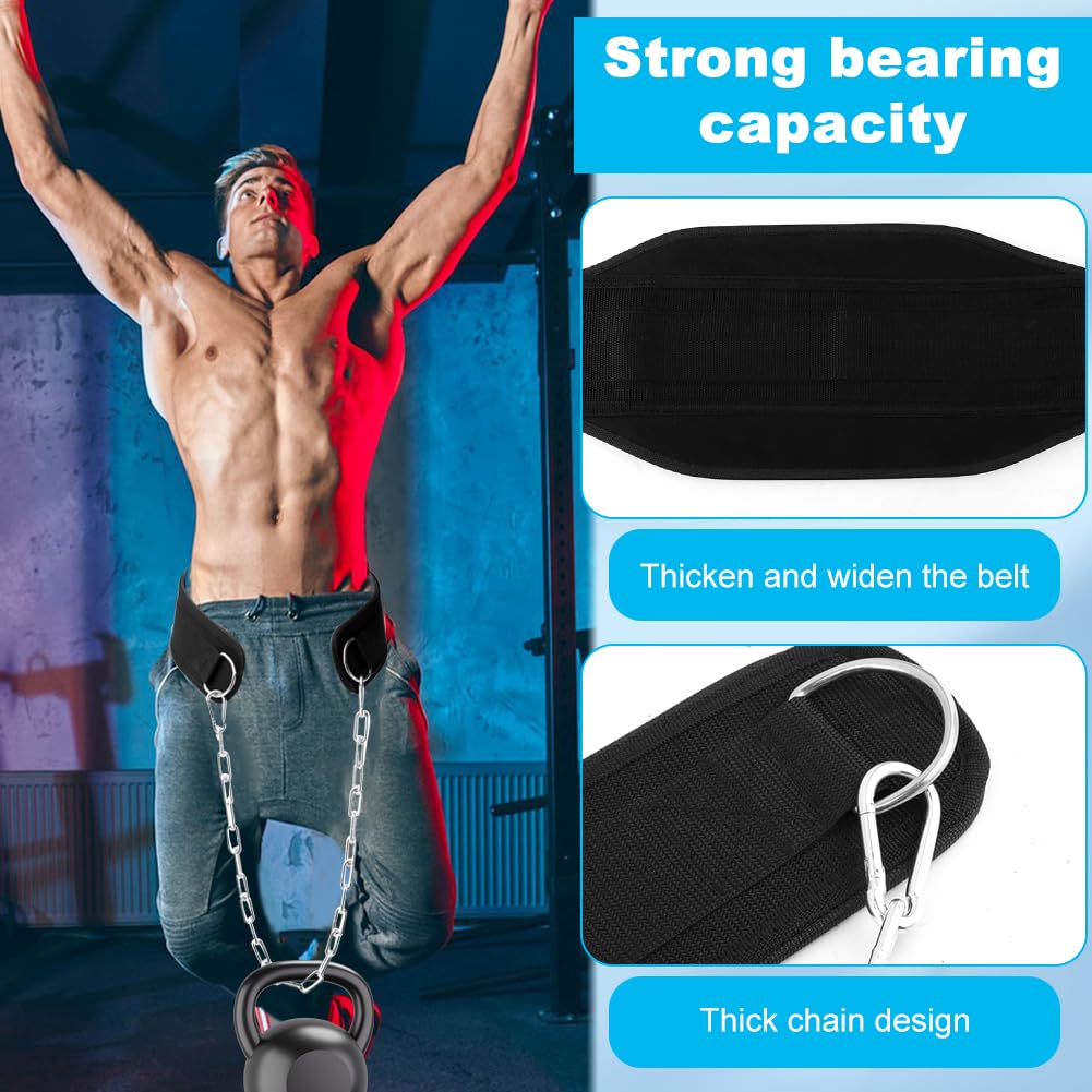 Dip-Gürtel mit 86,4 cm robuster Kette, Gewichthebergürtel oder Klimmzüge, Powerlifting, Kniebeugen und Bodybuilding, Tragkraft von 250 kg - 295 kg