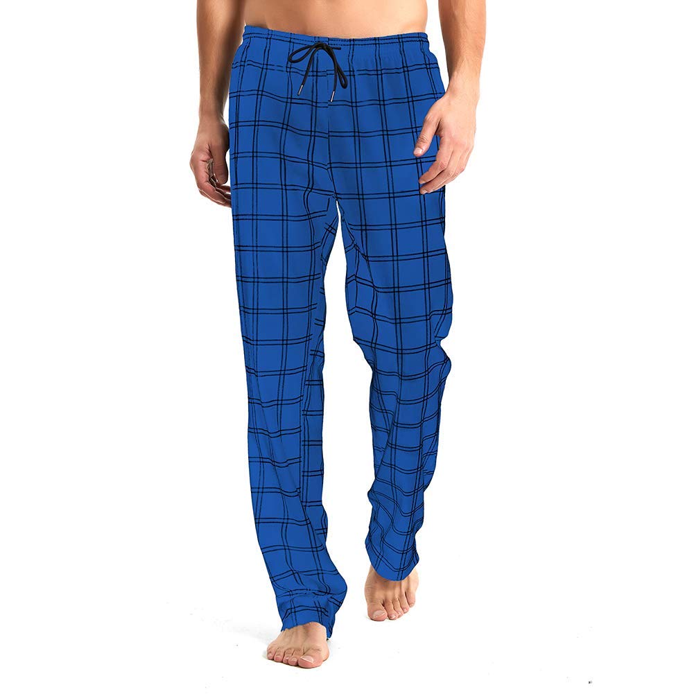 Idtswch Mens Tall Pajama Pants 30/32/34/36/38 Long Inseam Plaid Lounge Pants Sleepwear Pajama Bottoms 100% Cotton