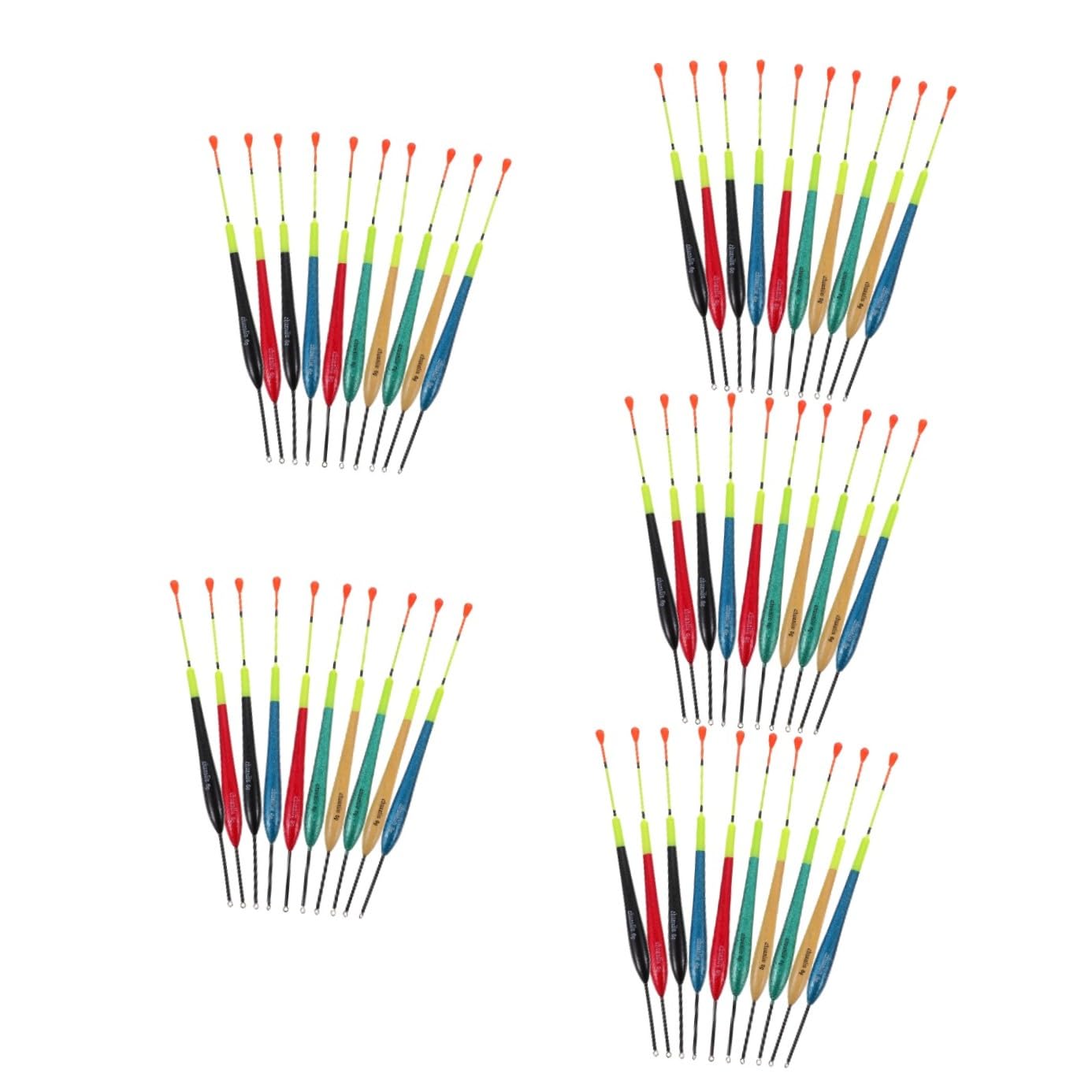 INOOMP 50pezzi Galleggiante per Pesca da Galleggianti per Mare Fiume e Lago Alta visibilità e Resistenza per Pesca Striscio e Indicatori di Morsi