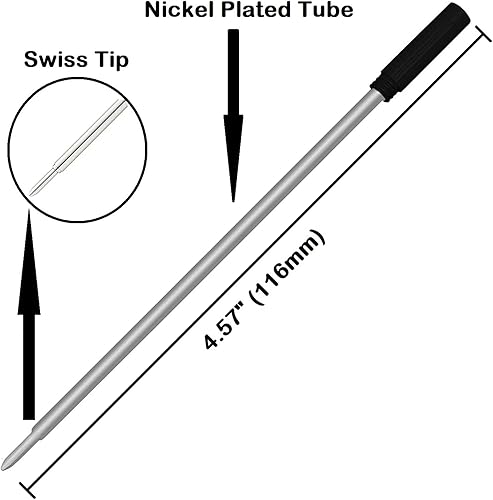 Miniatura 3 de Paquete de 10 recambios para bolígrafo compatibles con bolígrafos cruzados tamaño mediano empaquetado a granel negro