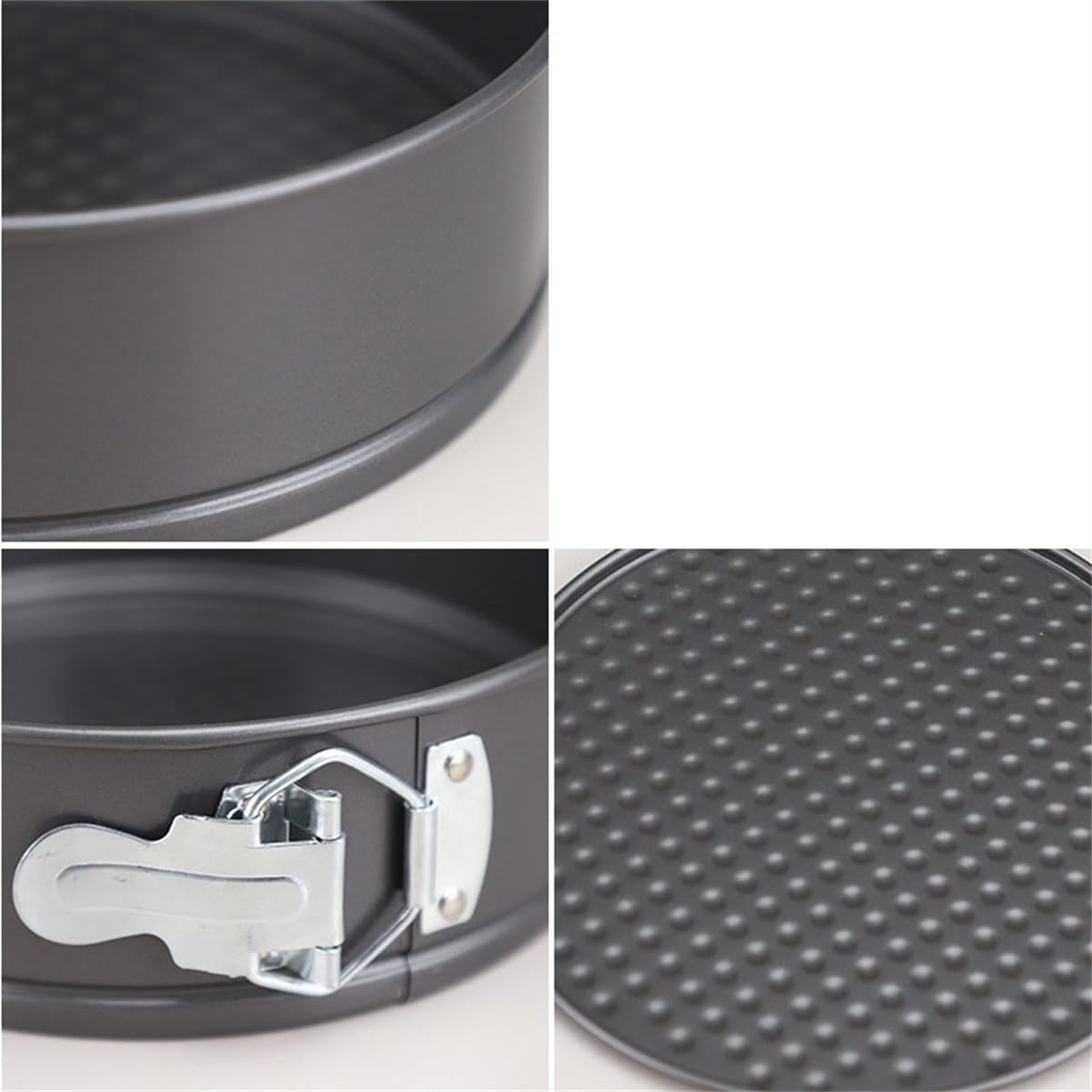 Juego moldes de tarta desmontables antiadherente de acero al carbono | Cierre hermético anti fugas, base texturizada resistente a 210 °C, fácil desmolde(Heart-20cm-22cm-24cm)