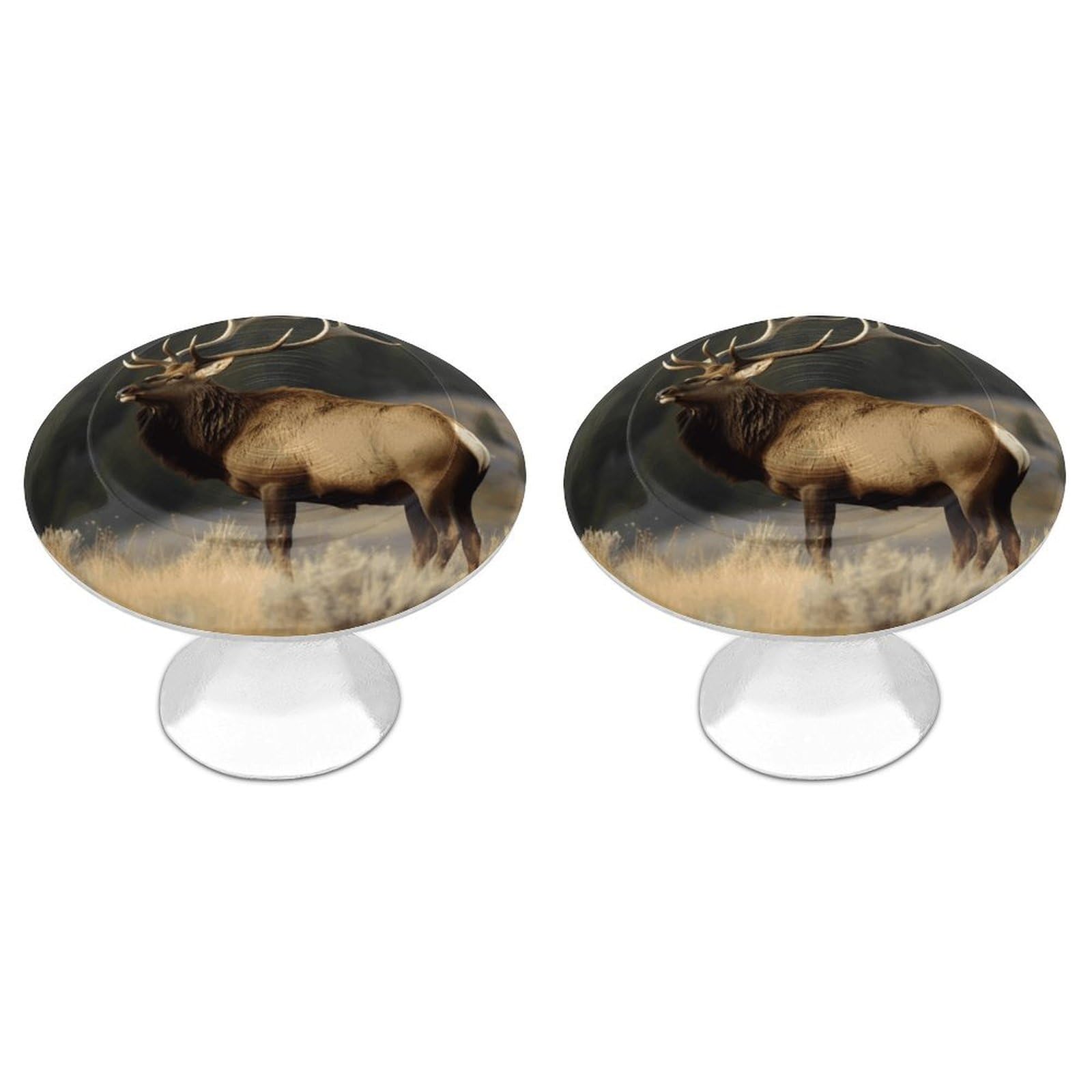 Vstadank Style Bull Elk Cabinet Knobs Round Wardrobe Pulls Simple Drawer Handles With Screw Aluminum Alloy Closet Door Pull Modern Cabinet Hardware For Dresser Drawers 2 Pack